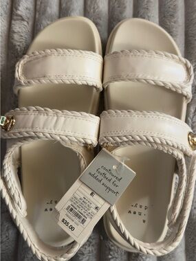 Tilly Sandals Iff White Braided Strap with Gold Accent No Box